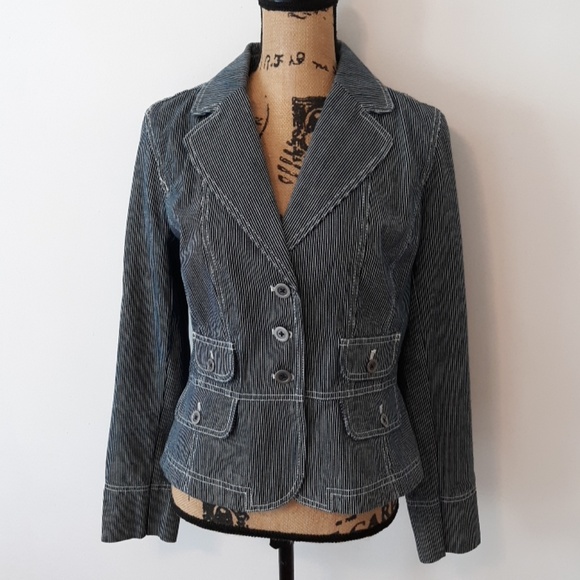 LOFT Jackets & Blazers - 🔥LOFT Striped Denim Jacket LIKE NEW Size 12